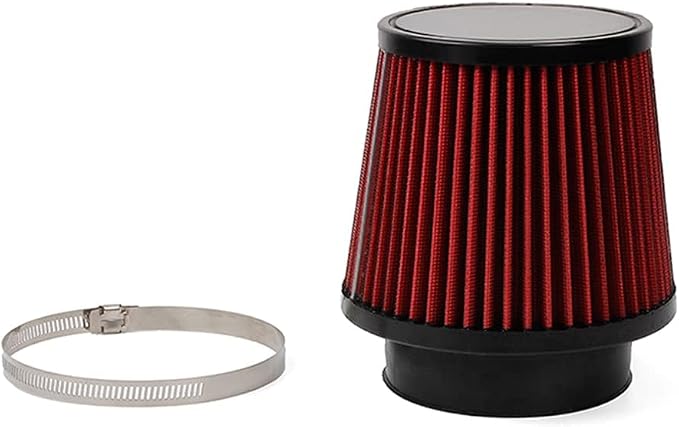 Red 4" 100mm Inlet Cone Replacement Dry Air Filter High Flow Car Performance by WOOTON