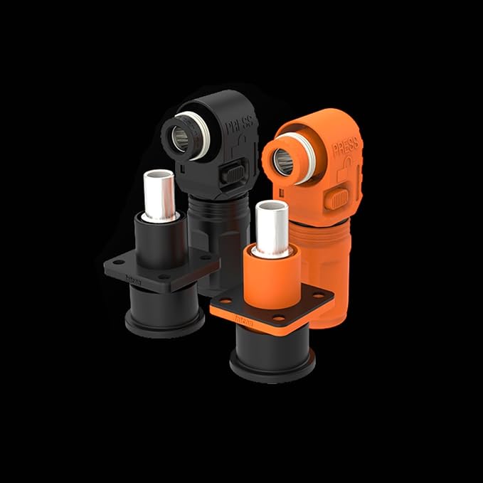 1 Set Battery Energy Storage Connector, 60A 10mm² High Current Connectors Quick Plug Terminal Orange Right Angle Plug and Socket IP67 Waterproof Power Adapter Crimping Wiring (60A, Orange)