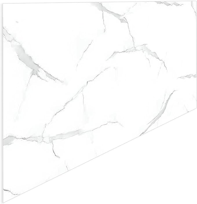 Dundee Deco Faux Marble Wall Panels - 2 ft X 4 ft - Glossy, Waterproof Indoor Wall Cladding - White, Grey Veins - Set of 4 - Covers 31 sq ft