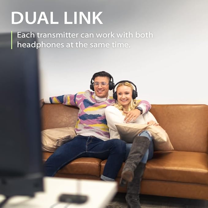 Avantree Shift - Wireless TV Multiple Headphones Pack, Ideal for Watching 2 or More TVs, with Cross-Compatibility, Pass-Through, Long Range, Scalable to 3 Transmitters and 100 Headphones