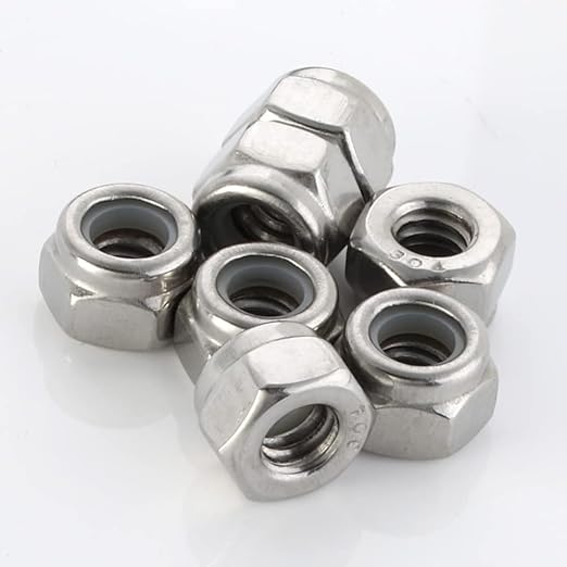 MewuDecor #10 32 Nylon Insert Hex Lock Nuts Locknuts, 304 Stainless Steel 18-8, Bright Finish, 100 PCS