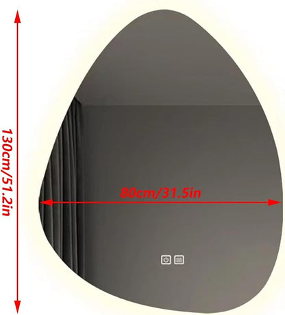 Irregular Bathroom Mirror with LED Lights, Wall Mounted Mirror with Touch - Image 7