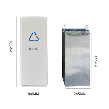 GLigeT Outdoor Trash can White Combined Trash Can Large-Capacity Square Sorting - Image 2