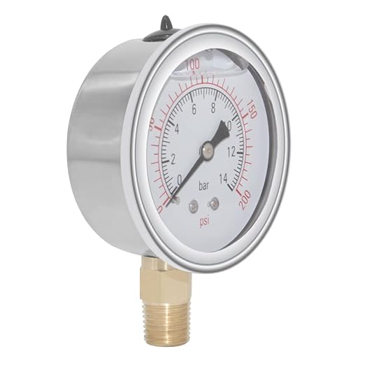Joywayus Pressure Gauge 0-200 PSI Brass 1/4" NPT Male Thread Lower Mount - Image 3