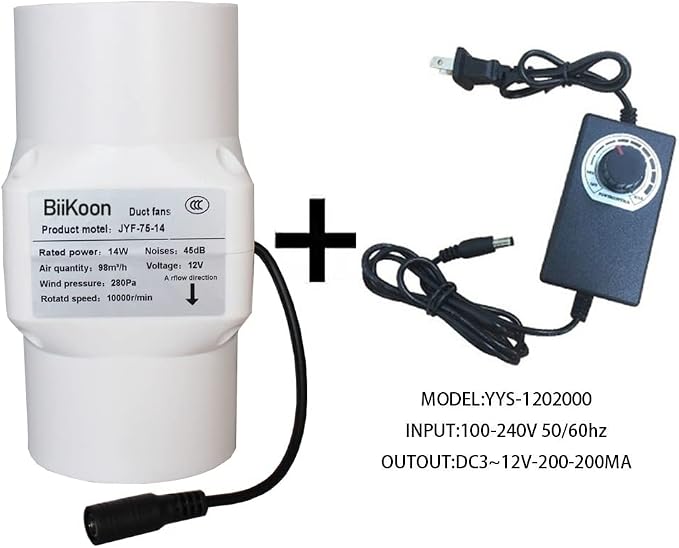 HVAC Exhaust Ventilation Fan 3 Inch 12v Inline Duct Fan Low Noise Speed - Image 6