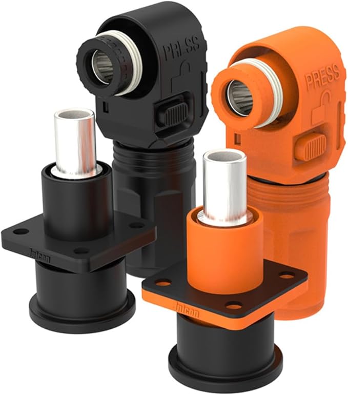 1 Set Battery Energy Storage Connector, 100A 16mm² High Current Connectors Quick Plug Terminal Orange Right Angle Plug and Socket IP67 Waterproof Power Adapter Crimping Wiring (100A, Orange)