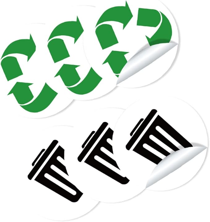Garbage Sorting Stickers Set 6 Self-Adhesive Waste Classification Labels by Unknown