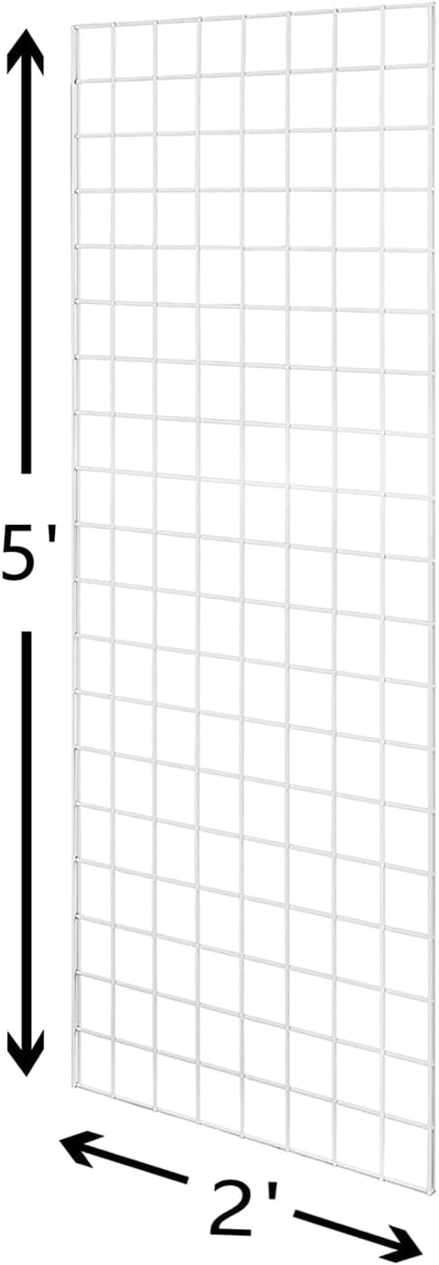 NEESEEYEE Heavy Duty Commercial Grade Gridwall Panels – Grid Panel for Any Retail Display, 2’ Width x 5’ Height, 3 Gridwall Panels Per Carton (White Finish)