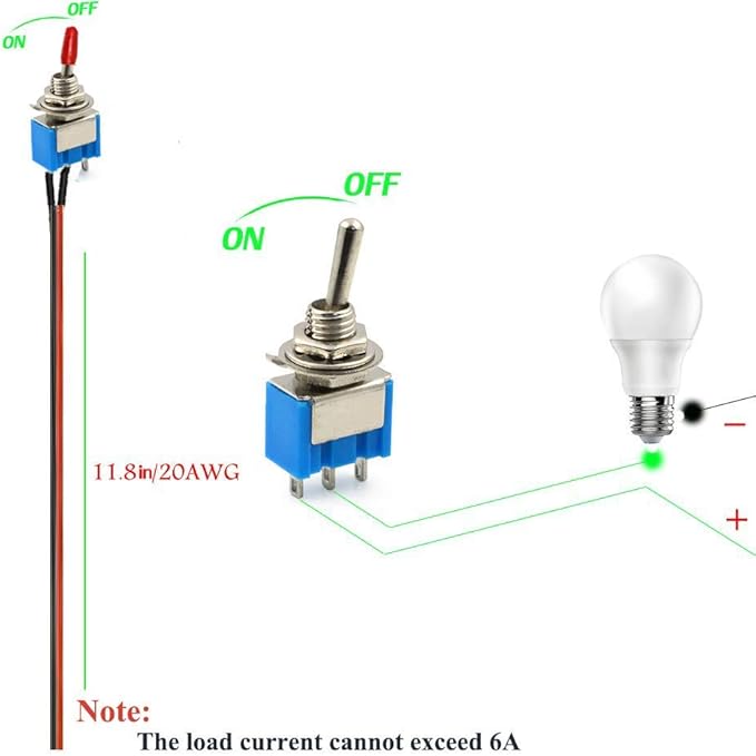VONVOFF Toggle Switch,4pcs ON/Off SPST Switch with Pre-soldered Wire,3v/5v/12v/24v/72v/110v/220v/240v/Mini Toggle Switches for car,Truck,Light,Test Machine,Industrial Equipment.3 Pins 2 Positions,Blue