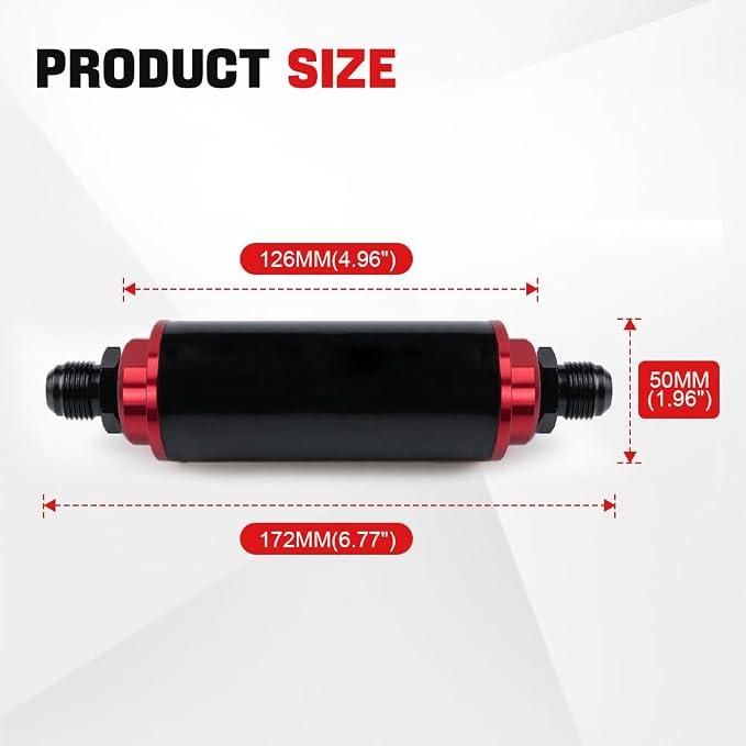 BARTOO Universal 50MM 100 Micron Inline Fuel Filter - Image 6