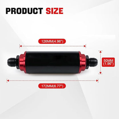 BARTOO Universal 50MM 100 Micron Inline Fuel Filter - Image 6