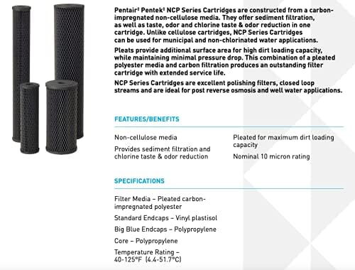 Pentair Pentek NCP-BB Big Blue Carbon Water Filter, Whole House Non-Cellulose - Image 3