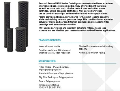 Pentair Pentek NCP-10 Carbon Water Filter, Under Sink Non-Cellulose Carbon - Image 2