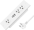 HEZI Recessed Power Strip, Furniture Drawer Outlet with 20W PD USB-C & 18W QC3.0 USB-A, Plug in 3 Outlets & USB Ports, Flush Mount 6FT White Extension Cord Conference Desk Outlets