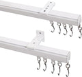 ChadMade Ceiling/Wall Mount Curtain Track Rod Set with Hooks, 6ft - 9ft Adjustable Length Window Rod Track Curtain Rail System For Living Room Bedroom, Work with Grommet and Pinch Pleated Curtain