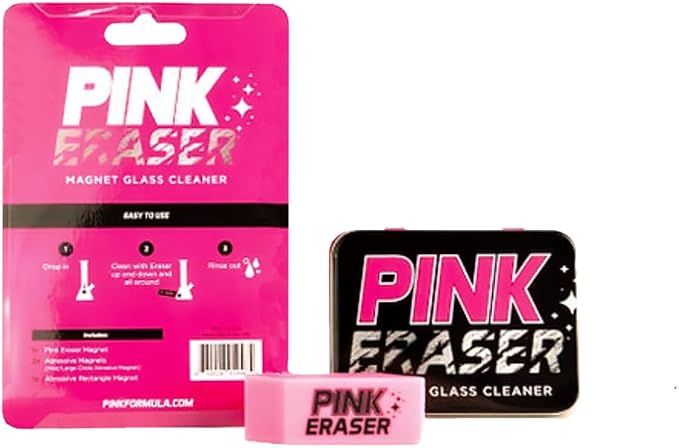 Pink Formula Pink Eraser Magnetic Glass Scrubber – 2 Sizes of Scrub Heads - Image 2
