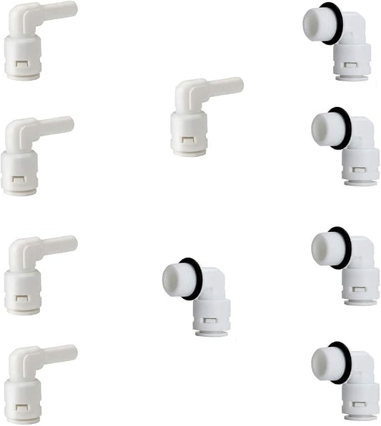 1/4" Inch Male Thread to Tube connector & 1/4" Stem elbow, NSF Certified by ESHIONG