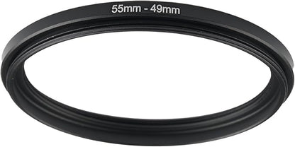 55mm to 49mm Step-up Adapter Rings Filter Adapter Black Metal Step Down Filter by Unknown