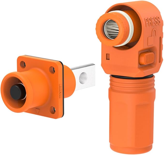 1 Set Battery Energy Storage Connector, 100A 16mm² High Current Connectors Quick Plug Terminal Orange Right Angle Plug and Socket IP67 Waterproof Power Adapter (100A, Orange)