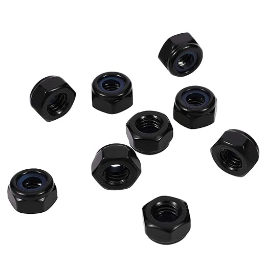 MewuDecor 5/16-18 Nylon Insert Hex Lock Nuts Locknuts, 304 Stainless Steel 18-8, Black Oxide, 50 PCS