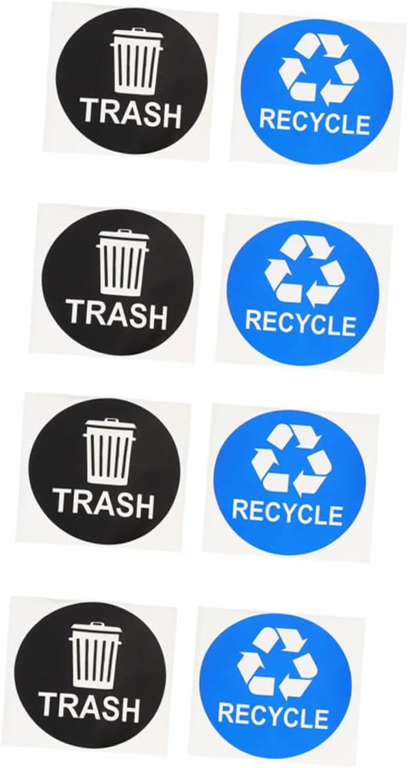 8pcs Trash Can Stickers for Waste Sorting Garbage Classification Decals Black by SHOWERORO