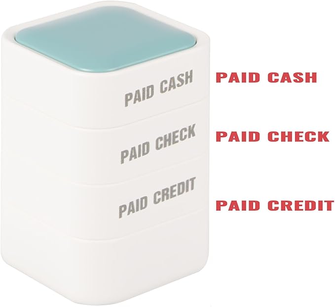 3-in-1 Paid Cash/Paid Check/Paid Credit Stamps in Full for Office, Pre Inked & Self Inking Rubber Finance Stamp Hand for Efficient Bookkeeping, Ordering, Accounting Work Business Management