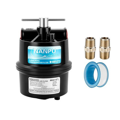 NANPU 3/8" NPT Sub-Micronic Compressed Air Filter Kit – 0.01 Micron Filtration by NANPU