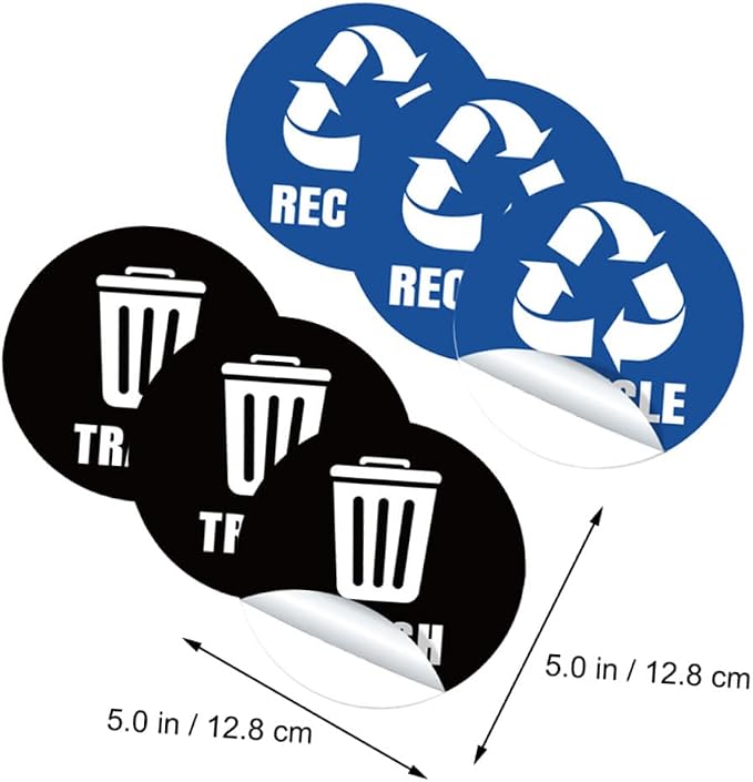 VILLCASE 6-Pack Self-Adhesive Garbage Classification Stickers - Image 3