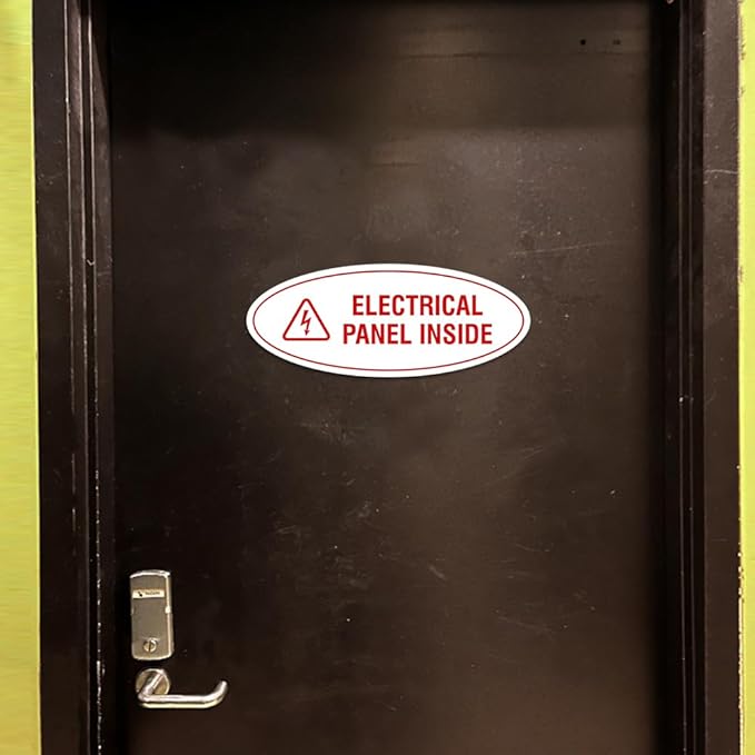 Signs ByLITA Oval Electrical Panel Inside Sign (Dark Brown) - Small 2 Pack