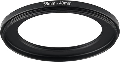 58mm to 43mm Step-up Adapter Rings Filter Adapter Black Metal Step Down Filter by Unknown