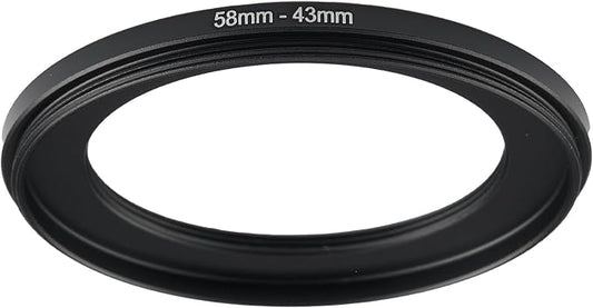58mm to 43mm Step-up Adapter Rings Filter Adapter Black Metal Step Down Filter by Unknown