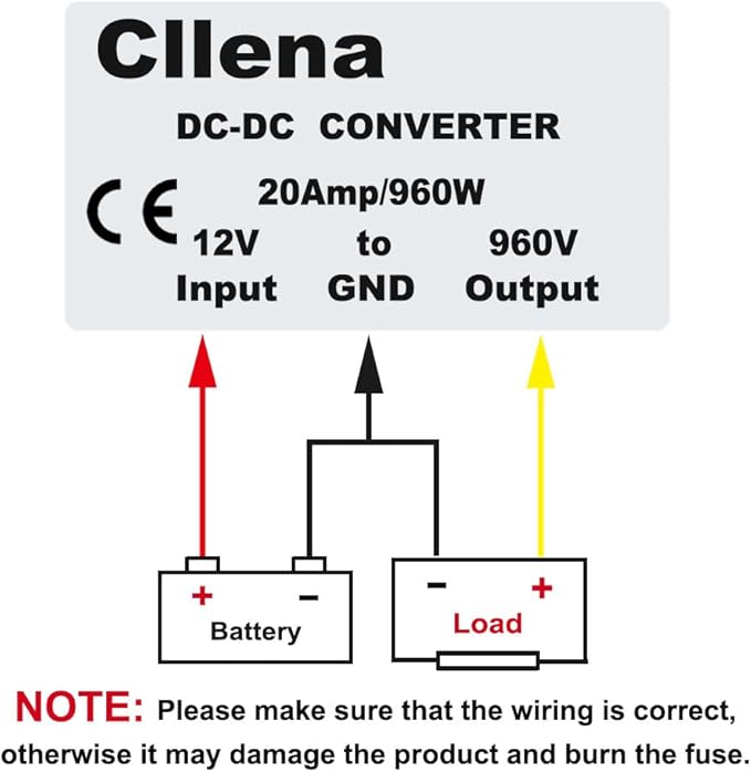 Cllena DC/DC 12V to 48V Boost Converter 20A 960W Step Up Voltage Regulator Module Car Power Supply Voltage Transformer (Input 10V-16V)