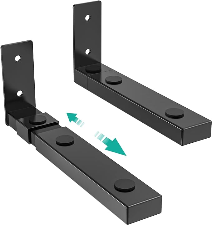WALI Center Channel Speaker Wall Mount, Universal Soundbar Wall Mount Bracket Hold up to 30 lbs, Arms Extend Adjustment from 7 to 11.5 inch (SLK201), Black