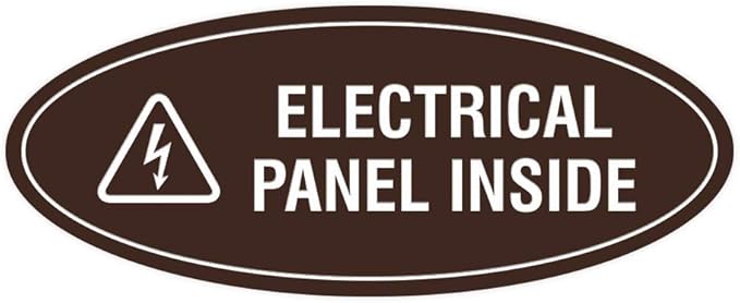 Signs ByLITA Oval Electrical Panel Inside Sign (Dark Brown) - Large 2 Pack
