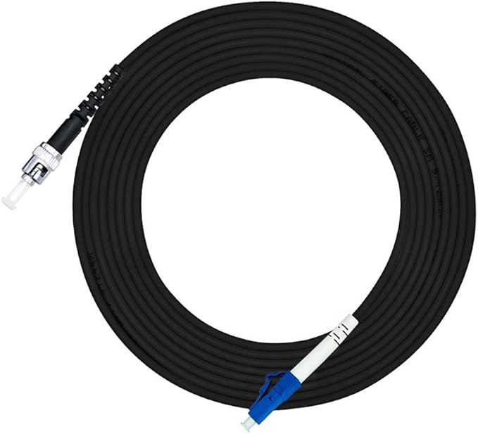 Jeirdus 5M LC to ST Outdoor Armored Simplex 9/125 SM Fiber Optic Cable Jumper Optical Patch Cord Singlemode 5Meters 16ft LC-ST