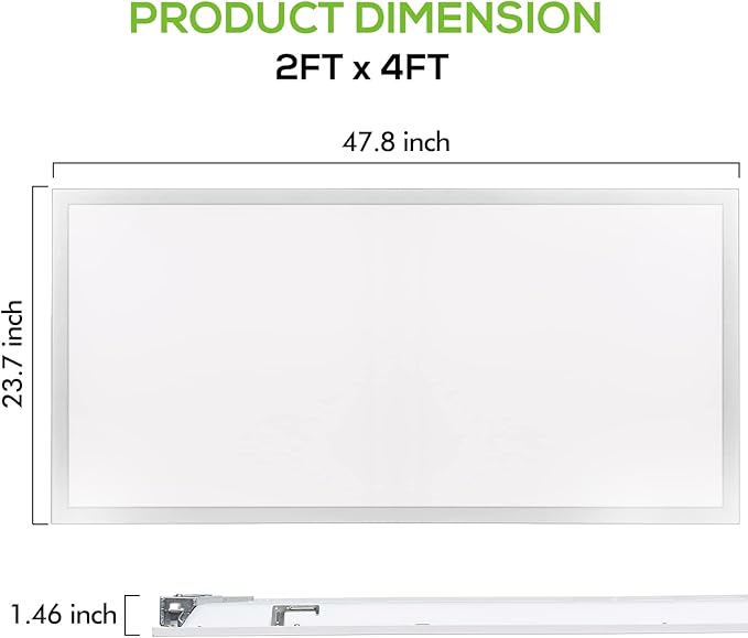 hykolity 2x4 FT LED Flat Panel Troffer Light, 40-50-60W, CCT Selectable 4000K-5000K-6500K Drop Ceiling Office Lights, 115LM/W, 0-10V Dimmable Ultra Slim Recessed Back-lit Fixture, 6 Pack