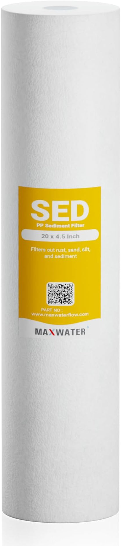 Max Water 5 Micron 20 x 4.5 Sediment Filter 20 inch Whole House BB Water by MaxWater