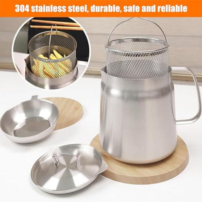 Stainless Steel Oil Filter Pot, Home Oil Fryer Strainer, Stainless Steel Oil - Image 2