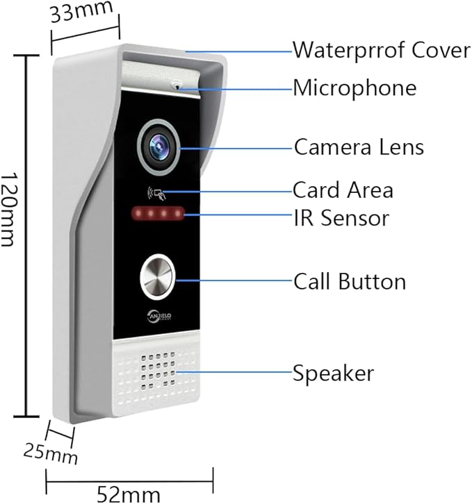 Video Doorbell Intercom System,7 Inches Touch Screen Video Doorbell Door Phone System,Support Remote Unlock, Dual-Way Intercom,Night Vision for Villa House Office Apartment (1-Camera + 1-Monitor)
