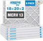 Aerostar 18x20x2 MERV 13 Pleated Air Filter, AC Furnace Air Filter, 6 Pack by AirFiltersDelivered