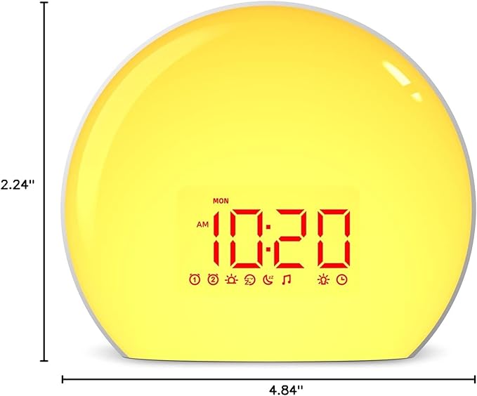 Audio and Video Receivers Sound Machine Alarm Clock Sunrise Wake Up Light with 25 Sounds Simulation Dual Alarms Bedroom Kids Adults Heavy Sleepers 12 Colors Nightlight Sleep Aid Snooze Timer Mode