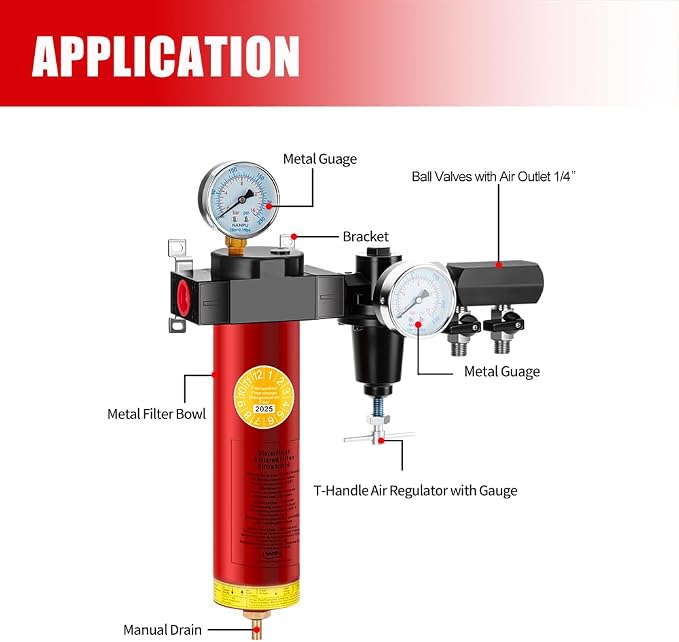 NANPU Z-R Air Filter Regulator– Sintered Filter, 3/8" NPT Inlet, 1/4" NPT - Image 2