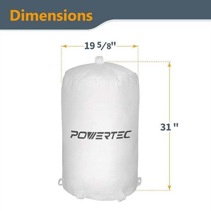 POWERTEC 70426 Dust Collector Bags and Clamp Set | 21" x 31" x 1 Micron Filter - Image 5