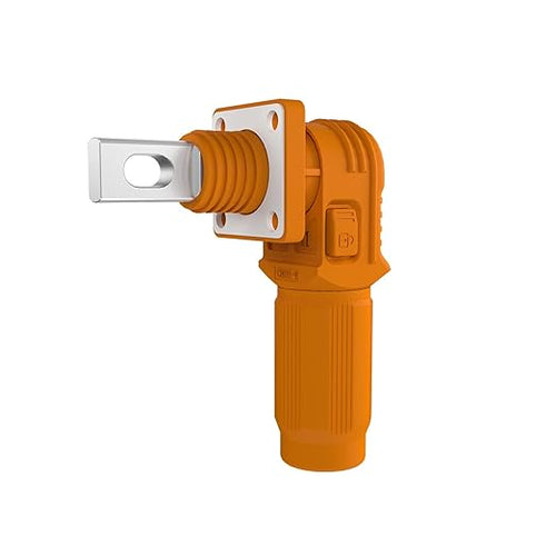 200A Battery Energy Storage Connector, 50mm² High Current Connectors IP67 Waterproof Copper Plate Wiring Power Adapter Quick Plug Terminal Right Angle Plug and Socket (1500V Black+Orange)