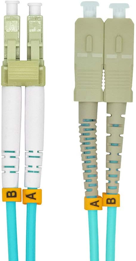 Jeirdus 1Meter 3ft LC to SC Duplex 50/125 10G OM3 Multi-Mode Fiber Optic Cable Jumper Optical Patch Cord LC-SC
