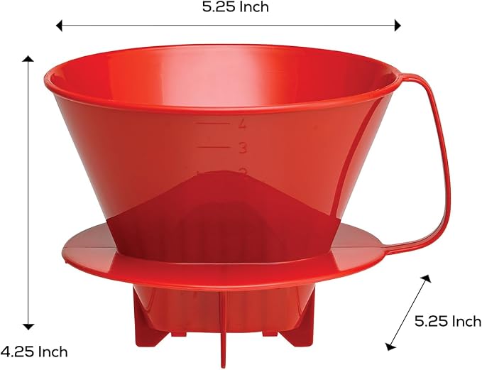 Fino Pour-Over Coffee Brewing Filter Cone, Number 4-Size, Brews 8 to 12-Cups - Image 3