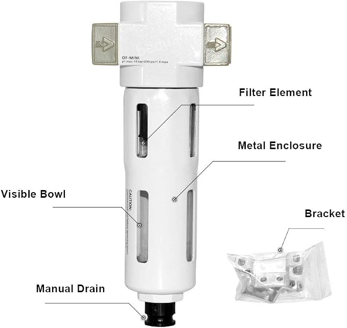 Beduan 3/8" Air in-line Compressed Particulate Filter, Moisture Water Trap - Image 3