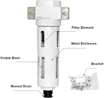 Beduan 1/2" Air in-line Compressed Particulate Filter, Moisture Water Trap - Image 3