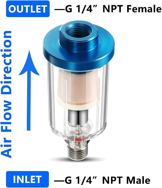 3 Pcs Water Oil Separator Mini in-Line Air Filter, 1/4 Inch NPT Inlet and - Image 4
