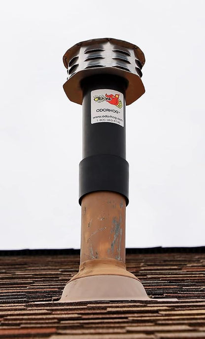 OdorHog Metal Cap Slip On Vent Stack Pipe Filter 6" Black ABS, Removes Outdoor - Image 6